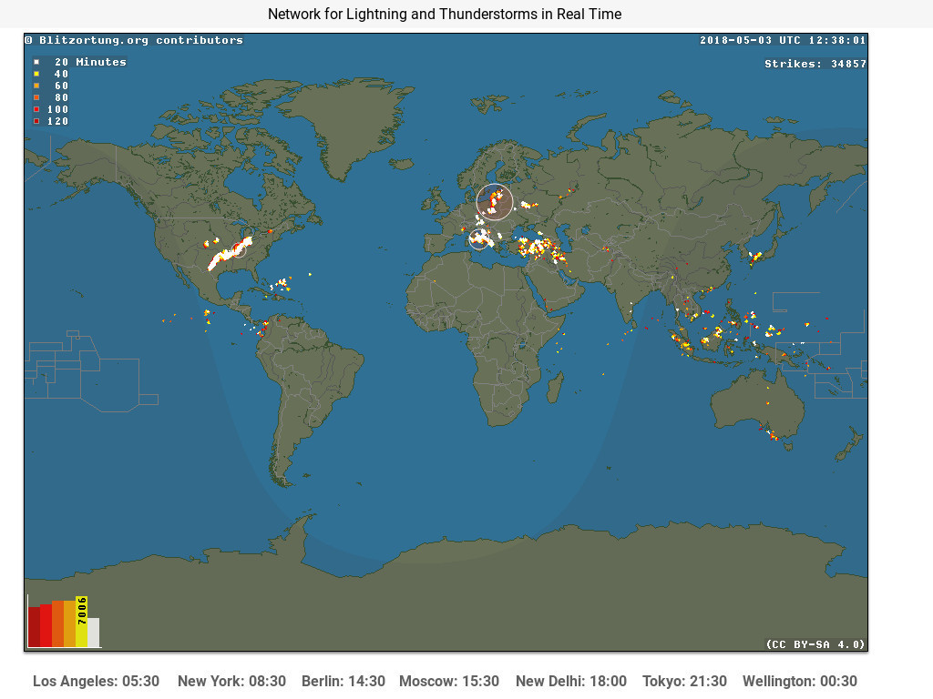 Мрежа за светкавици и гръмотевични бури в реално време
